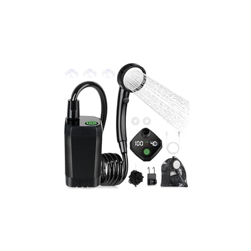Spopal Portable Shower for Camping, [Long-Lasting] 6000mAh Rechargeable Camping Shower Pump with Intelligent LED Display, 4 Spray Modes, IPX7 Waterproof Outdoor Shower Kit for Hiking, Travel, Car, Pet