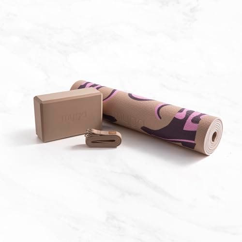 MYGA Yoga Starter Set - 6mm Non-Slip Yoga Mat, Yoga Block and Strap - Starter Kit for Beginners in Pilates, Exercise and Fitness - Choice of Design (Cowgirl) — view 3