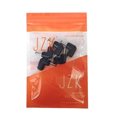 JZK 5 Pack DC Power Adapter, 90 Degree Right Angle 5.5x2.1mm Female to 5.5x2.1mm Male Barrel Plug Connector for Laptops, Routers, LED Strips, CCTV — view 6