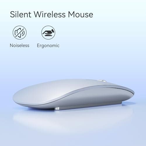 Uiosmuph Bluetooth Mouse, USB C Rechargeable Wireless Mouse, Silent -Silver — view 3