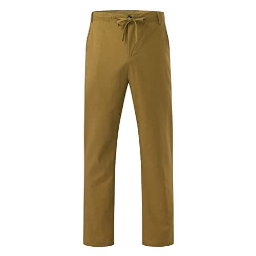 Mens Outdoor Leisure Pants, Soft Cotton Blend, Straight Leg Cut, Pull on Waist, Adjustable Drawstring, Side Pockets, City Break, Travel Day, Garden Party, Coffee Run, Casual Friday Look — view 3