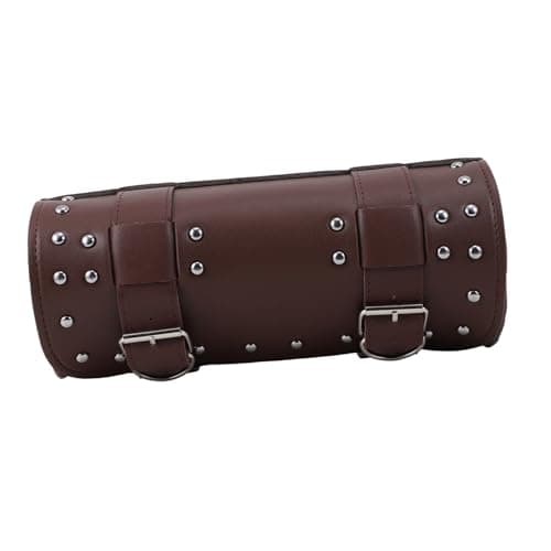HOLIDYOYO Motorbike Tool Bag Large Capacity PU Leather Side Pouch Brown