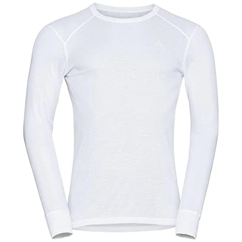 Odlo Thermal Underwear for Men Active Warm Long Sleeve I Thermal Shirt I Warm ski Underwear with Round Neck I Men White