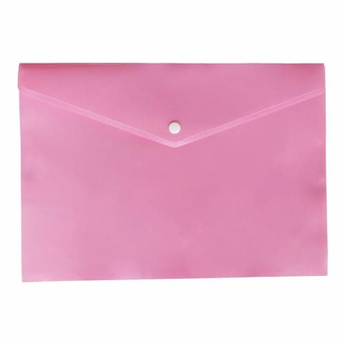 𝑷𝑰𝑵𝑲 Document Wallet - 15 Pack A4 Pastel Folder Document Files Envelope - Plastic Popper with Snap Button, Waterproof Folder for Home, School, Office Stationery — view 3