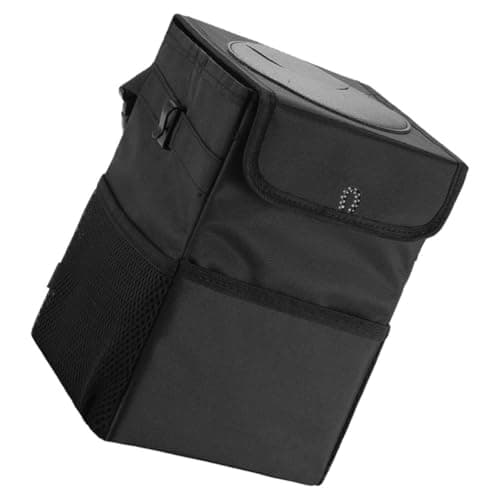 PACKOVE Car Trash Can Organizer Black Folding Oxford Cloth for Cars