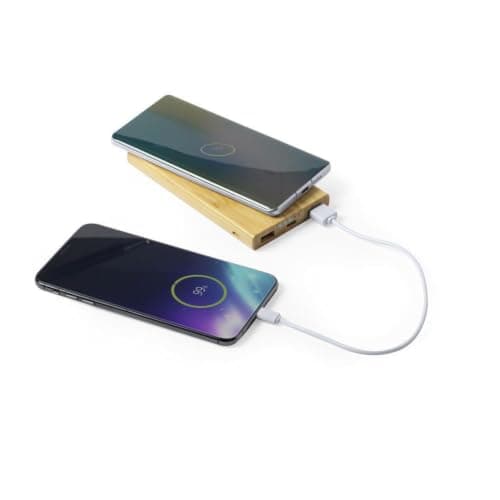 Sawfish Personalised Power Bank Kalery 6000mAh Bamboo Wireless Power Bank 5W Charger with Dual USB Outputs, USB-C Input/Output — view 6