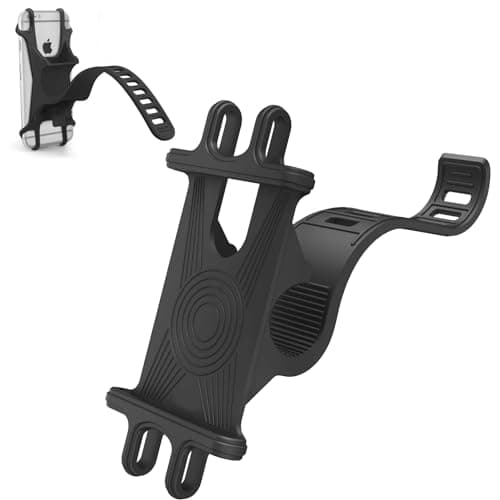 ZEACCT 1-Piece Bike Handlebar Phone Holder, Adjustable Silicone Bicycle Phone Mount with Rotatable Clip, Universal Motorcycle Mobile Strap, Compatible with All Smartphones