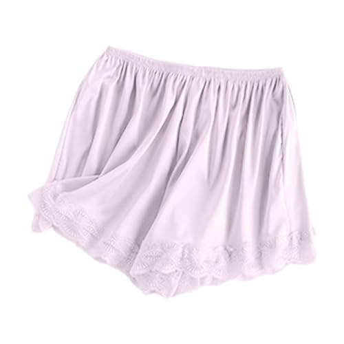 2026 Women's lace Trim and Satin Polyester Fabric Sleep Shorts, for Sleepwear, Home Evenings Travel Nights, Easy to Match with tees, Tanks, Sandals or Trainers Colour Pink Size M — view 3