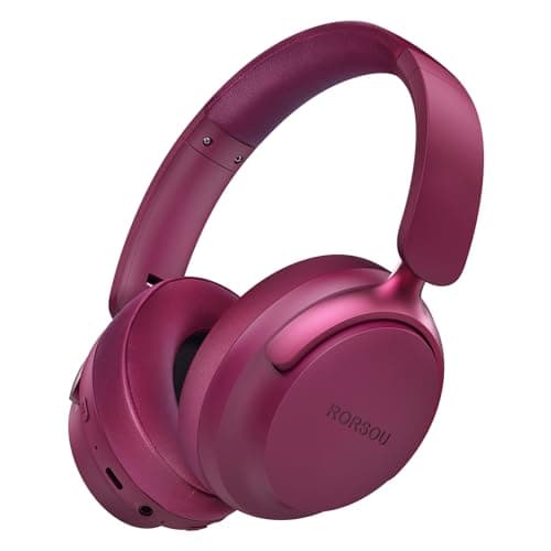 RORSOU B8 Bluetooth Headphones Over Ear, 6 EQ Music Modes and 50H Playtime Deep Bass Wireless Headphones with Mic, Lightweight Folding HiFi Stereo Headset for iPad/Travel/Tablet/PC/Home Red