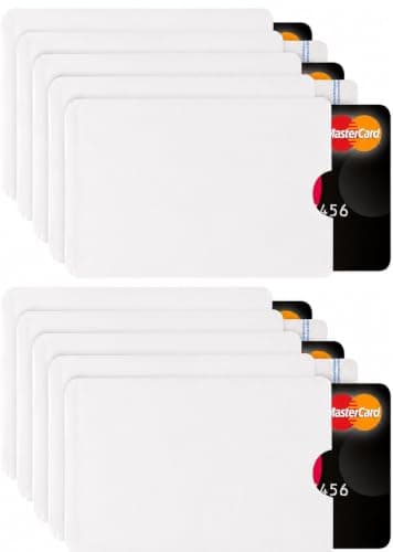 ASPIRE UK 10 x RFID Blocking Sleeves for Credit Debit and ID Cards Contactless Protection Aluminium Anti Scan Wallet Purse Card Protector Slim Security Sleeves for Everyday Use Travel