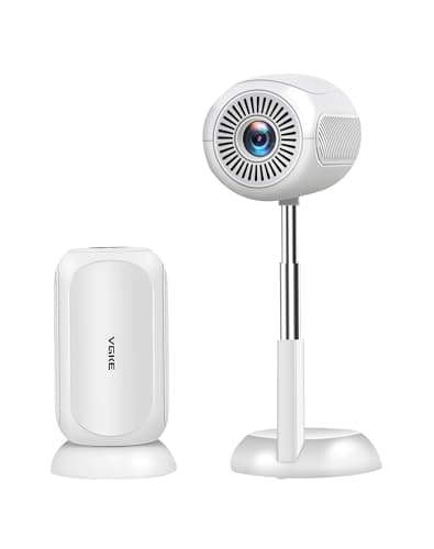 VGKE Mini Projector Portable 4K Support, Autofocus/Keystone Correction 15000 Lumens Projector Full HD with 90° Rotatable Stand, WiFi6 Bluetooth Smart Projectors for Home/Outdoor/Phone, White