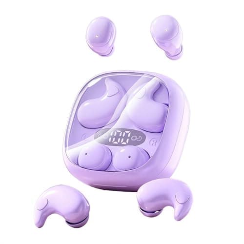Sleep Headphones, Noise Cancelling Earbuds for Sleep, Mini Wireless Earbuds Bluetooth 5.4 with 76H Battery Life for Side Sleeping Travel or Relaxation (Purple)