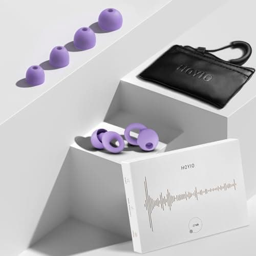 HOYIO Ear Plugs for Noise Reduction–Super Soft, Reusable Hearing Protection in Flexible Silicone for Sleep, Noise Sensitivity & Flights-8 Ear Tips in XS/S/M/L–27dB Noise Cancelling–Purple — view 6