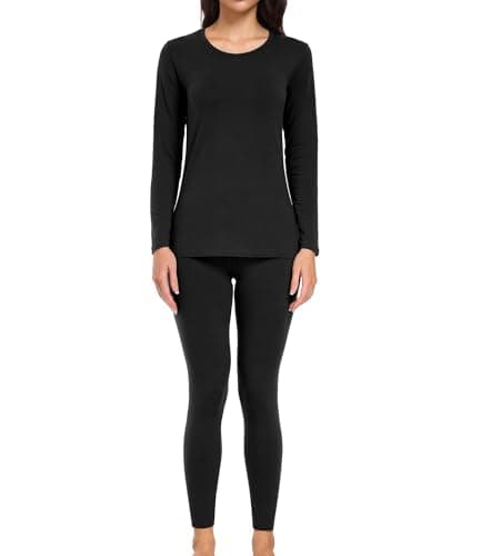 wirarpa Women's Thermal Underwear Set Cotton Base Layer Top & Bottoms M
