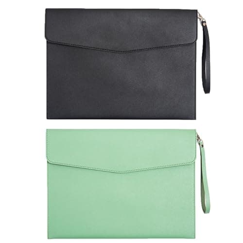 Oaygat 2 pack A4 Faux Leather Envelope Document Multifunction Travel Document Folders Stationery Organizer Folder Bag Portfolio File for Paper Letter File Folder with Snap Closure Stationery Organizer