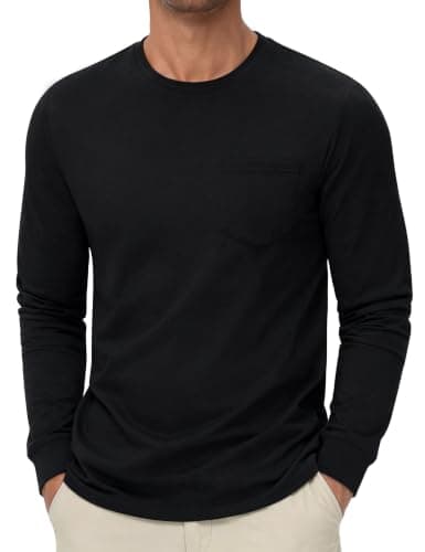iClosam Mens Thermal T Shirts Long Sleeve Fleece Lined Crew Neck Pocket Tee