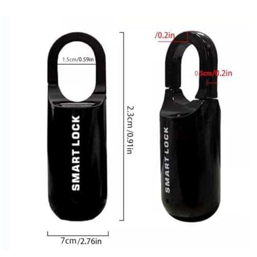 Fingerprint Padlock Mini Smart Padlock Keyless USB Charging Biometric High Security Lock for Gym Locker, Shed Locker, Storage Units, Luggages, Suitcases (Black+Red) — view 3