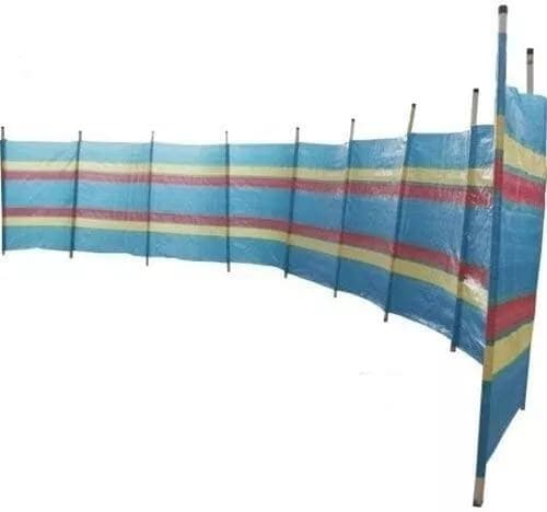 Multi Coloured Windbreak with Wooden Poles Outdoor Privacy Screen for Beach Camping Caravan Garden Travel Shelter Portable Barrier for Picnic Shade Unique Wind Protection Air Sun Partition (5 Poles) — view 5