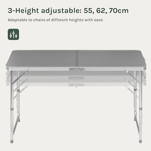 WOLTU Camping Table Picnic Table Grey Lightweight Folding Outdoor Garden Balcony Market Kitchen Work Table Adjustable — view 5