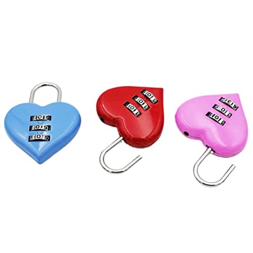 Altsuceser Mini Code Lock, Mini Heart Password Lock Small Metal Heart Shaped Padlock 3-Digit Code Combination Padlock for Travel Bags Suitcase Lockers Backpacks Jewelry Boxes Light Blue — view 6