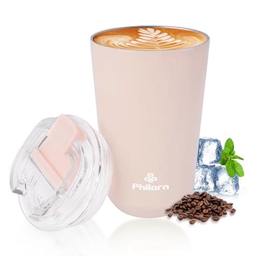 Philorn Pink Coffee Tumbler - 12 OZ Insulated Coffee Mug