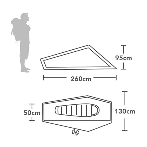 OEX Phoxx I Ultralite Tent for 1 Person with Porch Area, 1 Man, Ultra Lightweight, Compact Pack Size, Easy to Pitch, Single Pole, Backpacking, Hiking, Weekend Trips, Wild Camping, 1500mm HH, Blue — view 3