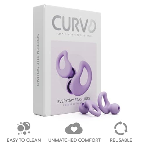 CURVD Everyday Earplugs – Ultra Soft, Customizable Sleep, Travel, Sensitivity, Noise Protection, for Sound Canceling Isolation, up to -30dB Reduction, NRR 15, Reusable and Sustainable (Purple) — view 3