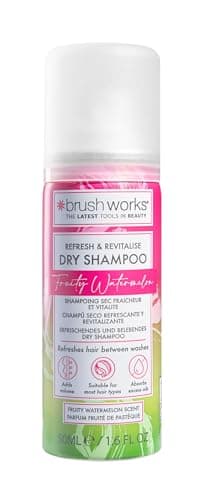 Brushworks Refresh & Revitalise Fruity Watermelon Dry Shampoo – Mini 50ml Travel Size, Absorbs Oil, Adds Volume & Refreshes Hair On-the-Go