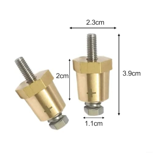 2PCS M8 Brass for battery Terminal Adapter 250A Heavy Duty Post Connector for Car Boat RV - Gold Plated Quick Release Pole Converter — view 3