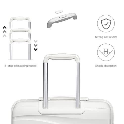 Kono Medium Luggage Suitcase with 4 Wheels 24” Lightweight Polypropylene Hard Shell Suitcase with TSA Lock (White) — view 4