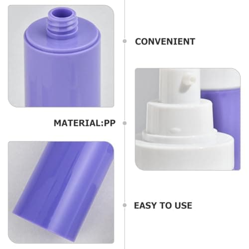 GALPADA 3pcs 50ml Purple Airless Pump Lotion Bottles Refillable Travel Size Moisturiser Dispenser Bottles Made of Sturdy Pp Material for Cosmetic and Liquid Storage — view 5