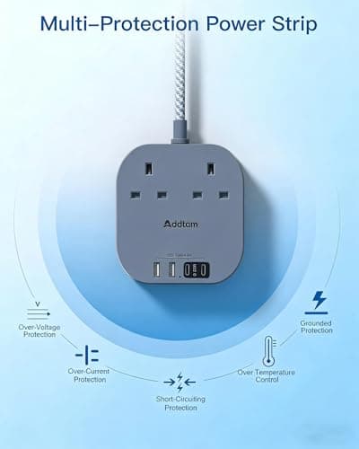 Addtam 3M Extension Lead with USB Slots, Power Strips with 2 Way Outlets — view 5