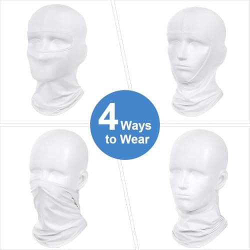 DiULi Balaclava Ski Face Mask, White Ski Mask UV Protector Scarf — view 5