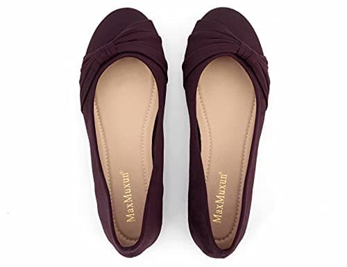 MaxMuxun Women's Ballet Flats Burgundy Size 7 UK — view 3