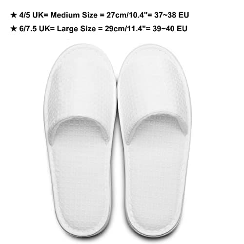 AhfuLife Echoapple 5 Pairs of Waffle Open Toe White Spa Slippers-Two Size Fit Most Men and Women for Spa, Party Guest, Hotel and Travel (White, 6/7.5 UK) — view 4