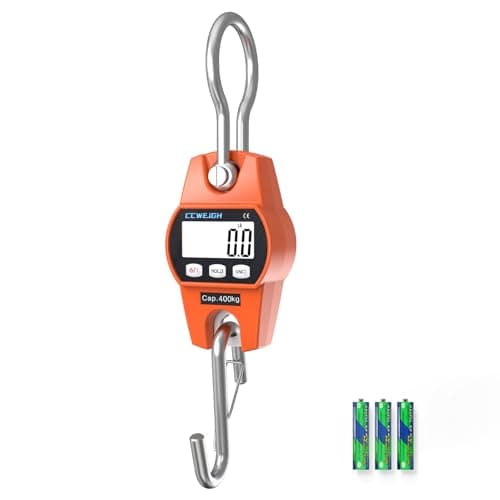 Hanging Scale Handheld 880lb/400kg Crane Scale Luggage Scale,with ABS Plastic case & Big LCD Display, Portable Digital Mini Crane Scale Fishing Scale,for Gym,Hunting,Travelling,Farming(Orange)