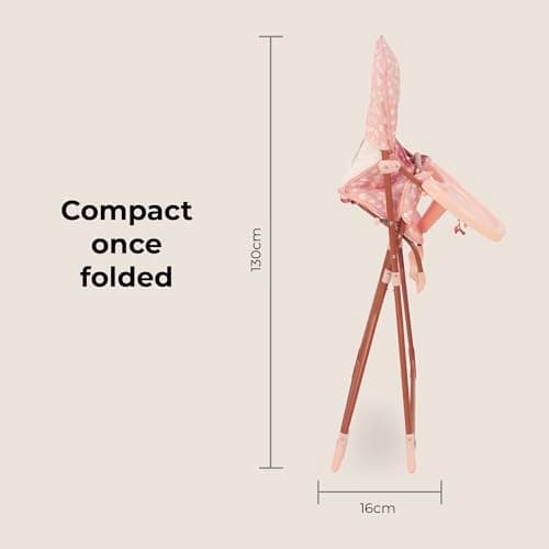 My Babiie MBHC1 Compact Highchair – Ultra Lightweight (5kg), Foldable, Easy Clean, Padded Seat, Footrest, Tray Cup Holder, for Toddler, from 6 Months to 3 Years (15kg) – Pink Dalmation — view 6