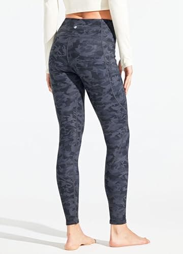 Willit Women's Fleece Lined Leggings Thermal Winter Pants High Waisted Warm Yoga Trousers with Pockets Black Camo M — view 2