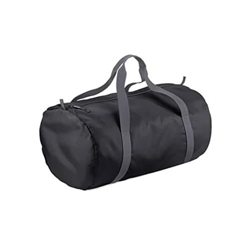 Bag Pack Away Barrel Lightweight Bag Foldable Holdall Sports Gym Travef (Black)