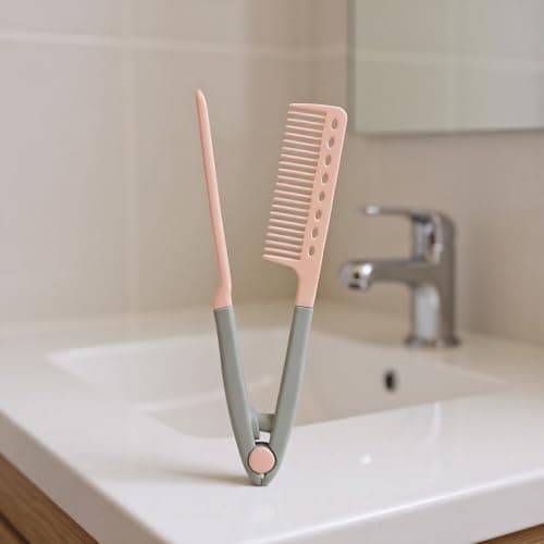 Heat-resistant V Hair Styling Comb, v shaped Hair Straightening Comb For Flat Iron, Professional Smoothing Grooming Brush For Home Travel Road Trip Vacation Dating Commuting — view 4