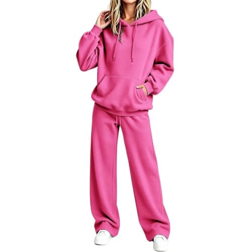 Tracksuit Womens Full Set Pullover Hoodie Wide Leg Trousers 2 Piece Outfits