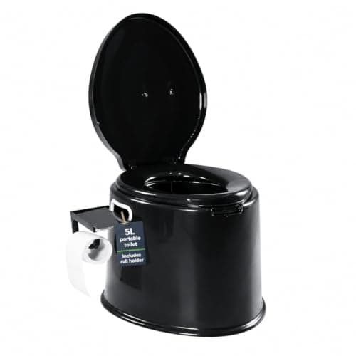 CMY 5L Portable Camping Toilet with Seat, Lid, Handles & Toilet Roll Holder