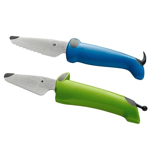 Kuhn Rikon Children's Knife Set, Dog, Blue & Green, Stainless Steel, 2 Pc