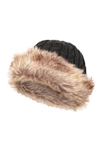 Mountain Warehouse Womens Furry Hat - Faux Fur, Fleece Lined - for Winter Travel Charcoal — view 4