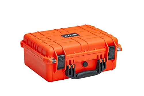 MEIJIA All Weather IP67 Waterproof Hard Protective Case, Hard Camera Case with Customizable Foam, Perfectly Protection of Camera, Drones, Pistols, Equipments,13.35 x11.63x5.98inches(Orange)