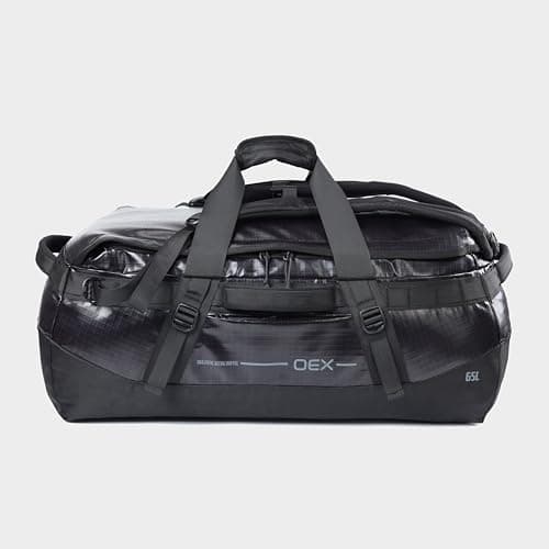 OEX Ballistic Ultra Duffel Bag, 65L, Polyester Ripstop with TPU Coating, for Travel and Outdoor Use, Adjustable Detachable Shoulder Straps, 64x27x30cm (Black, 65 Litre) — view 2