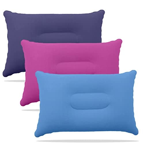 PCTC 3 PCS Ultralight Inflatable Camping Pillows, Travel Pillows, Beach Pillow, Blow Up Pillows for Sun Lounger,Beach,Hiking,Camping,Traveling,Napping,Desk Rest,Neck &Lumbar Support(Purple,Pink,Blue)