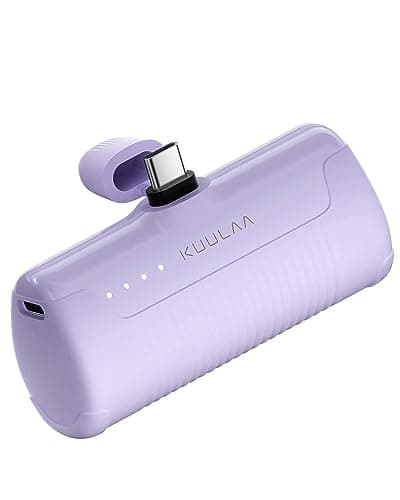 Kuulaa Portable Charger USB C Power Bank 4500mAh Small Portable Phone Charger Android Compact Plug in Battery Pack Portable Compatible with iPhone 15, Samsung Galaxy, Moto, LG, Pixel Purple