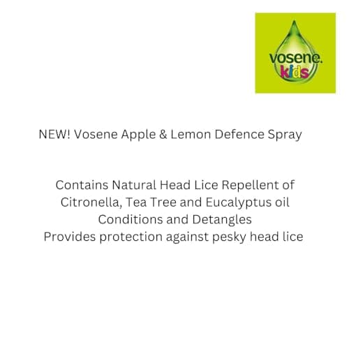 Vosene Kids Apple & Lemon Head Lice Defence Spray 150ml, Conditioning and detangling Natural Head lice Repellent with Tea Tree Leaf, citronella and Eucalyptus Oil, Helps to Keep headlice at Bay. — view 4