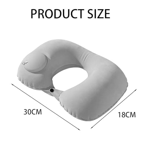 MUNSKT Gray Inflatable U Shaped Travel Neck Pillow with Eye Mask, Ear Plugs & Carry Bag, Ergonomic, Lightweight, Compact & Quick Pack, for Airplane & Travel — view 2